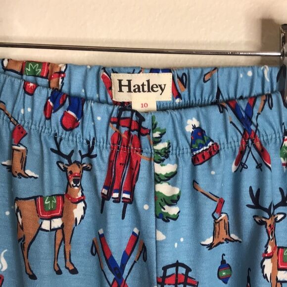 Hatley kids cozy Christmas reindeer and Christmas tree pajamas set size 10 - Picture 9 of 11